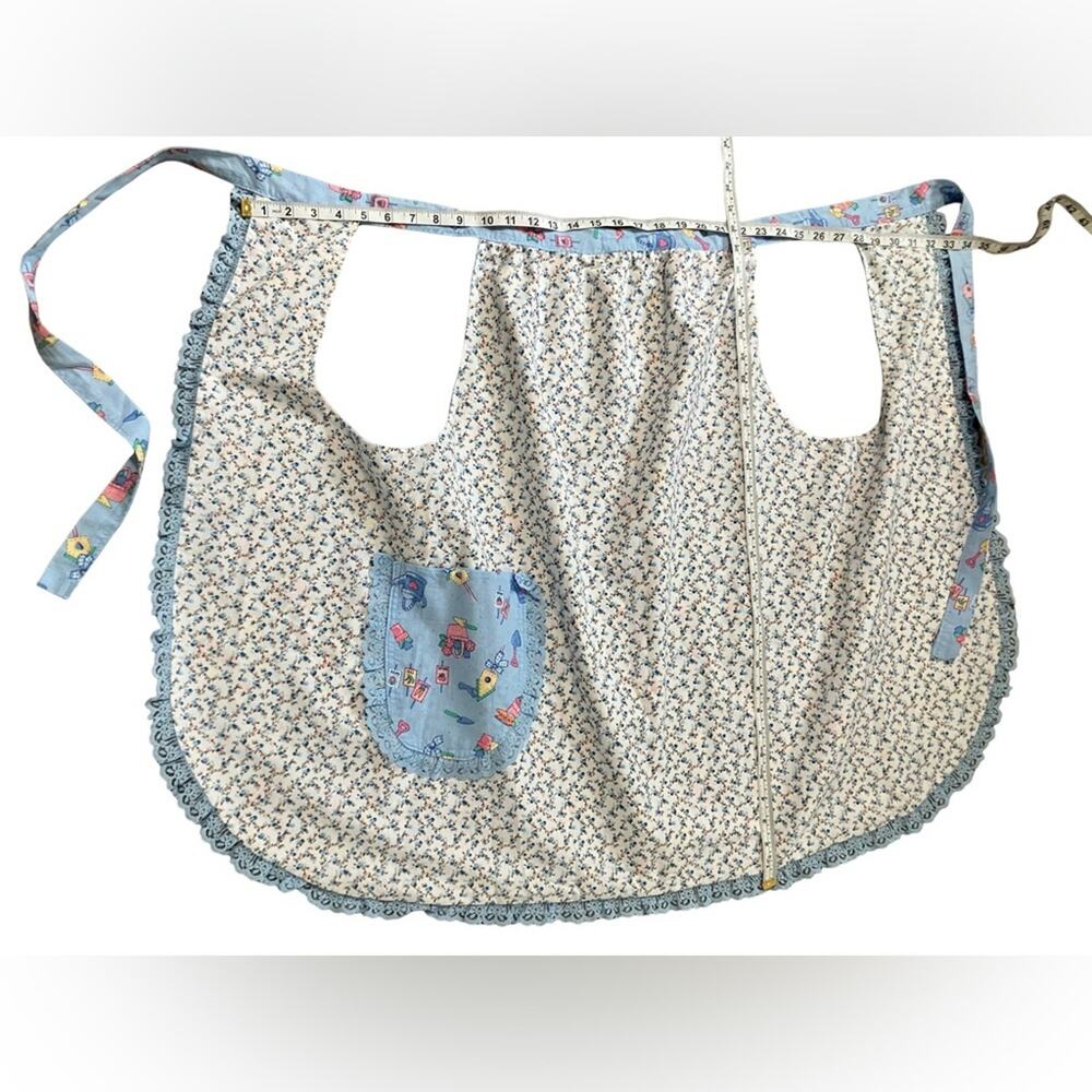 Blue Patterned Reversible Kitchen Apron OSFM - Picture 6 of 8